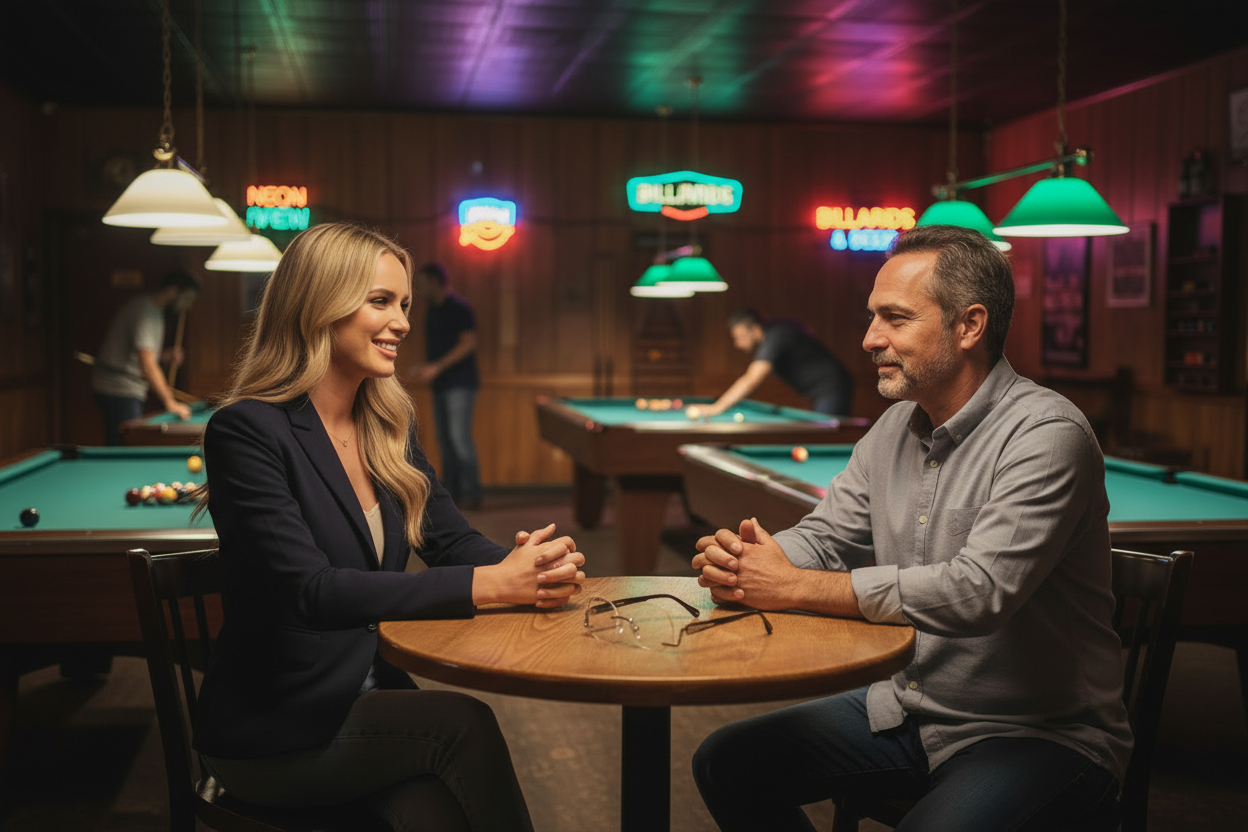 Pool Hall Interview Scene